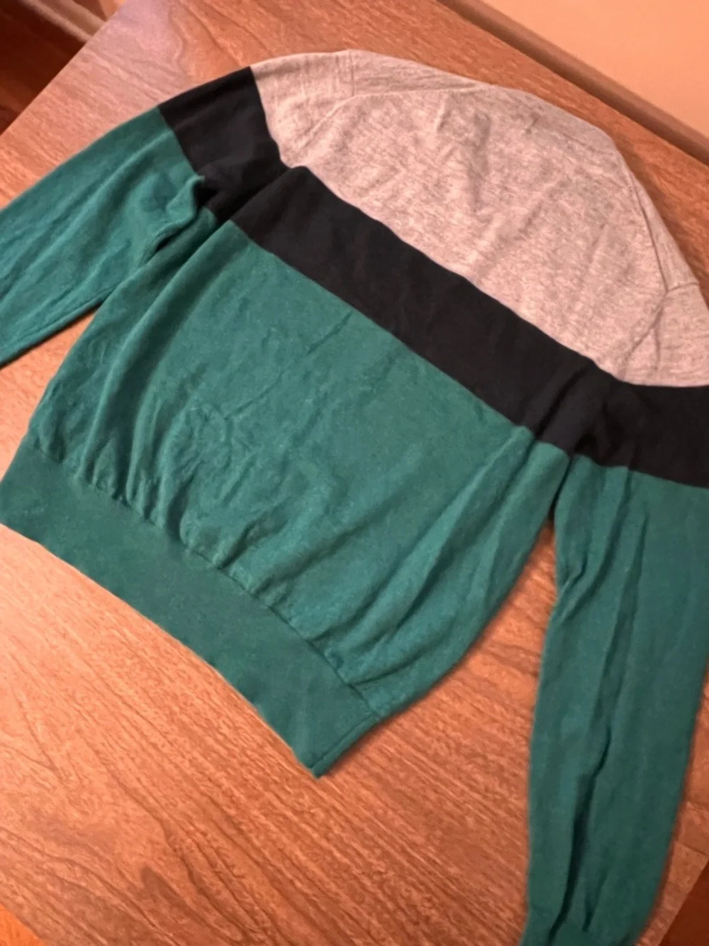 Brooks Brothers Colorblock Wool V-Neck‎ Sweater Men's L Gray Blue Green Pullover